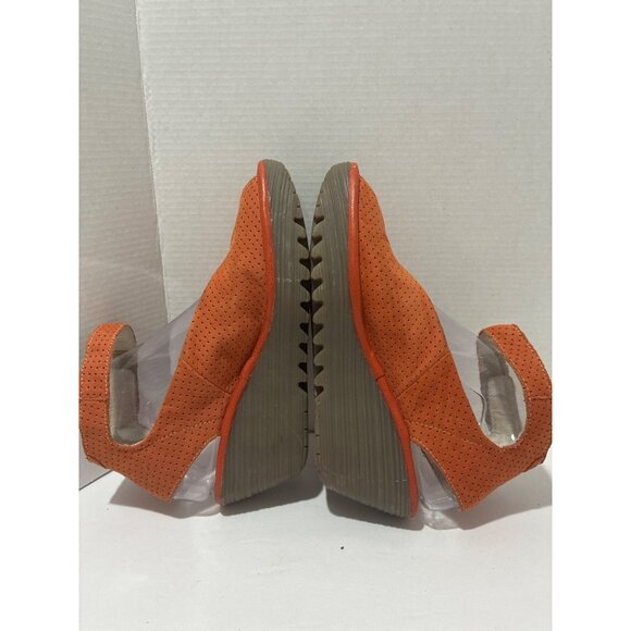 Fly London Womesn Sandals Yala Perforated Suede Peep Toe Wedge size 37 - Picture 4 of 5